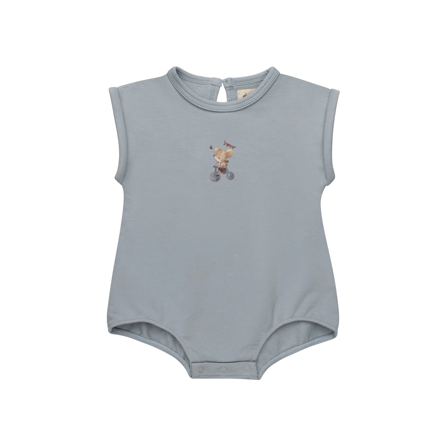 French Terry Mouse Blue Romper