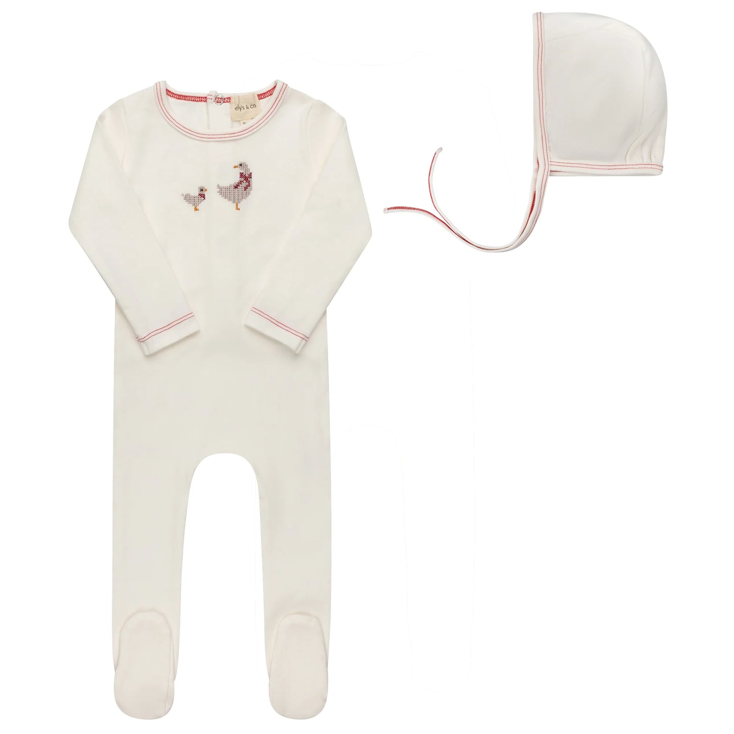 Cross Stitch Ducking Pink Footie