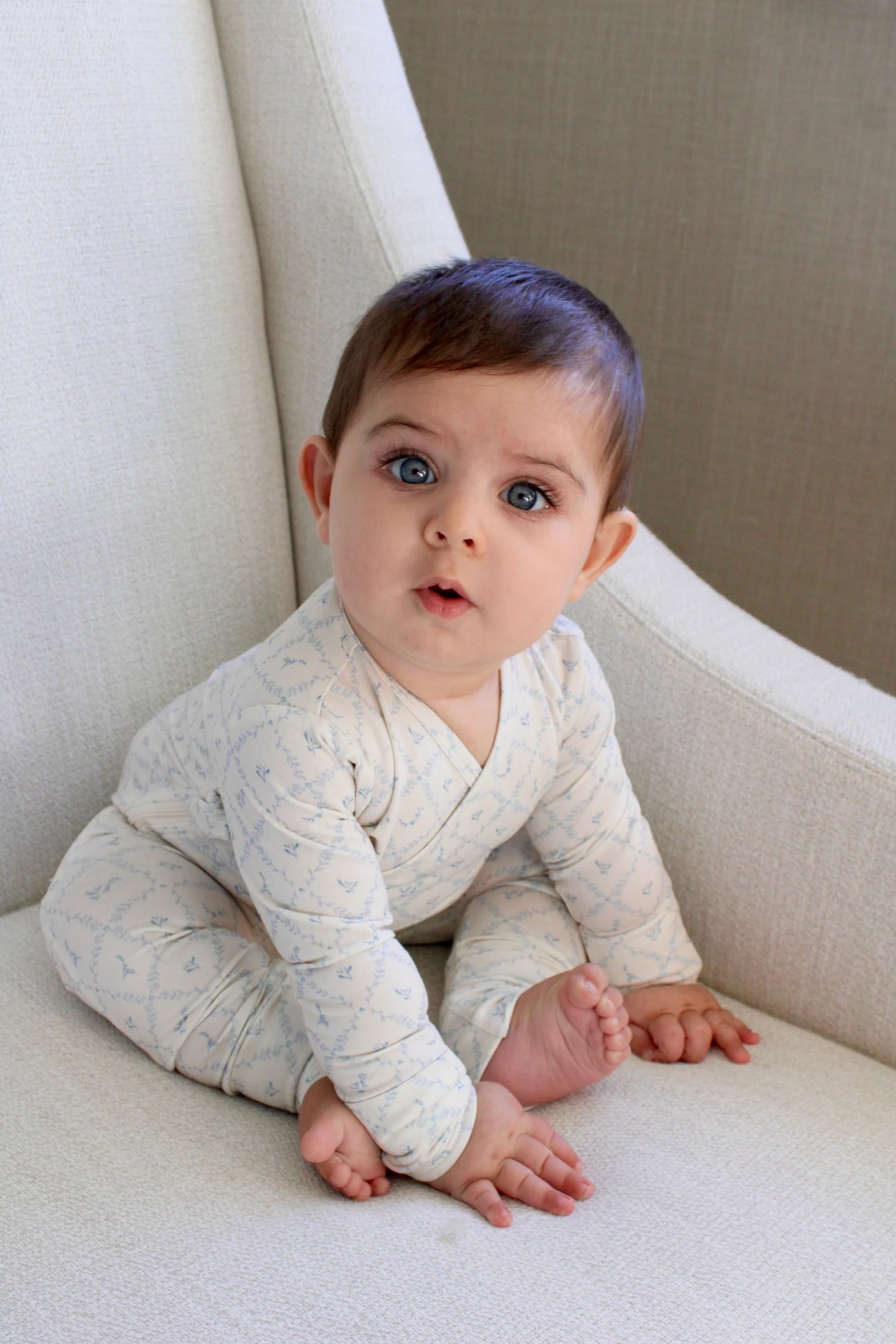 Blue Lattice Bamboo Footie