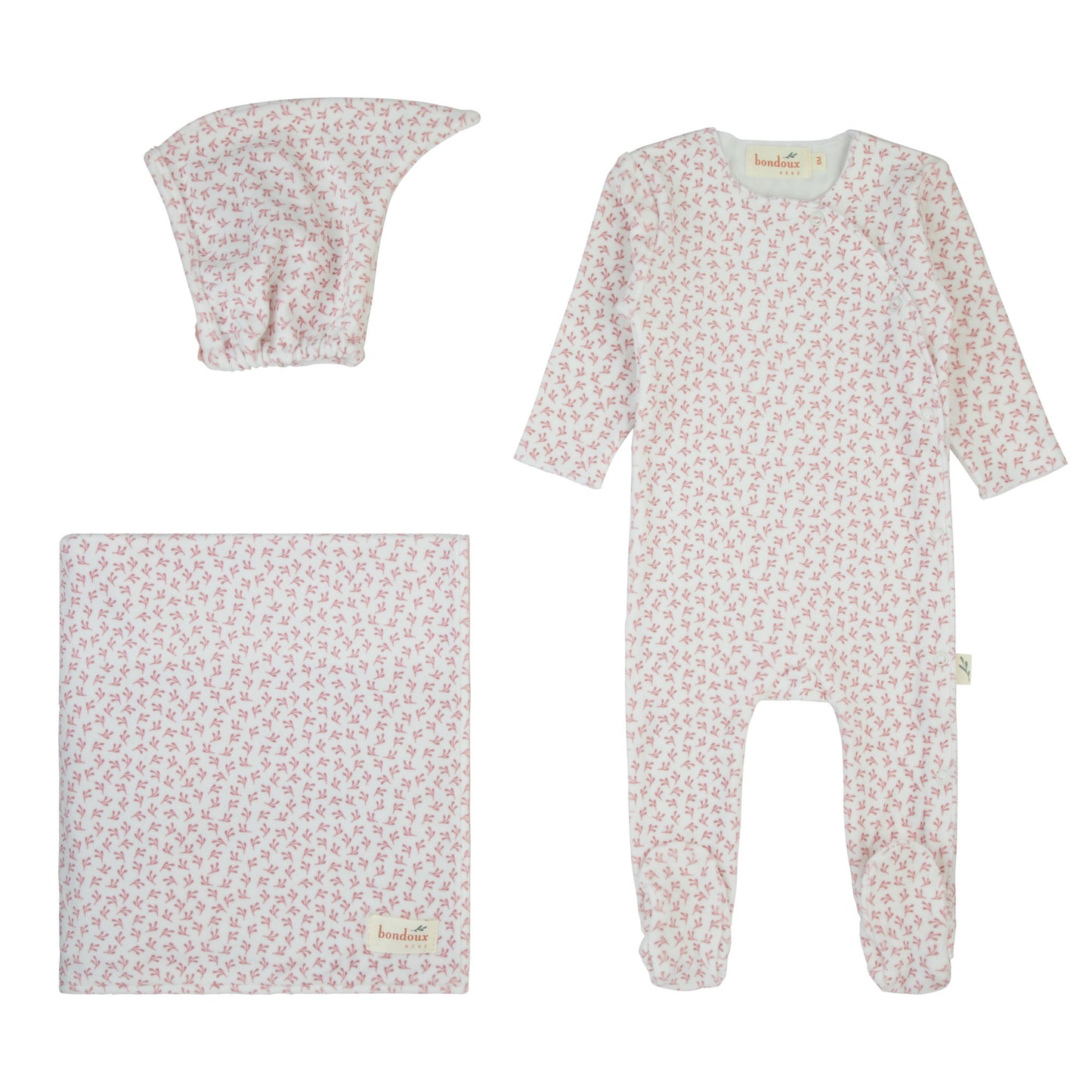 Leaf Print Velour Set- Mauve