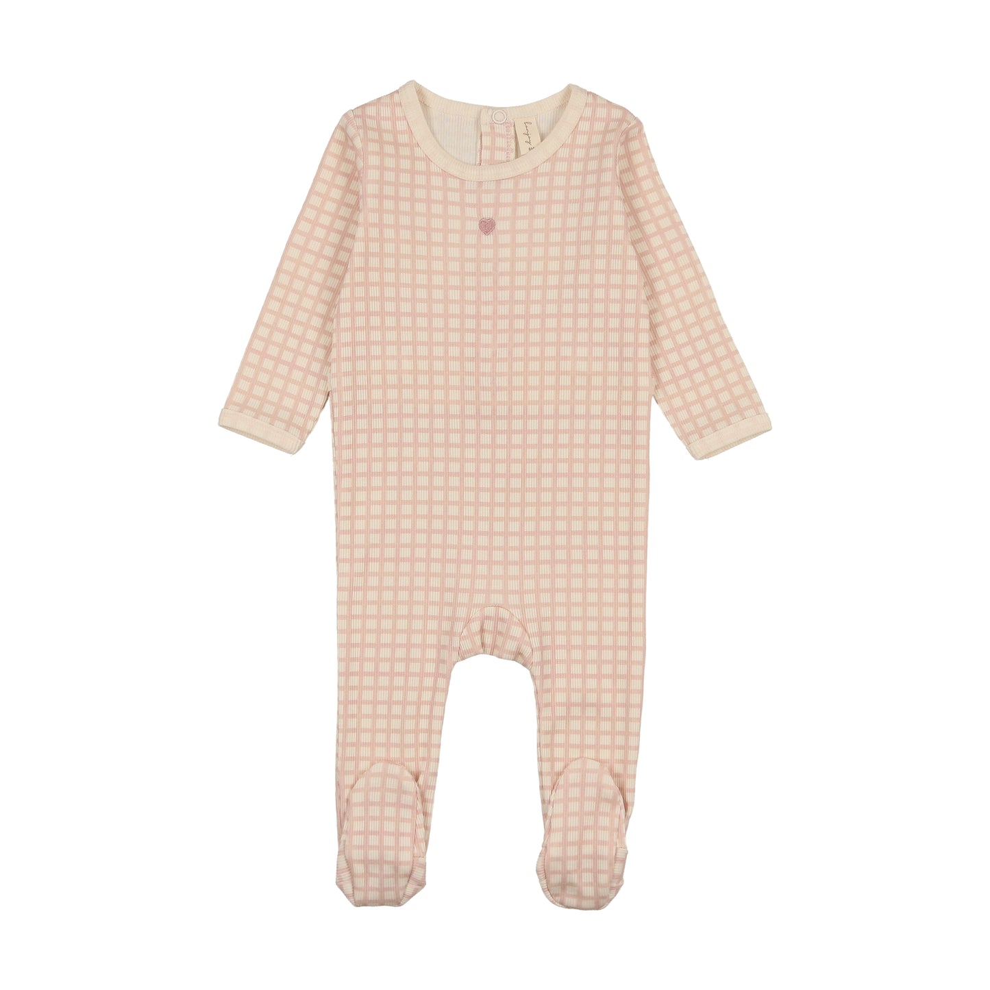 Pink Heart Checkered Footie