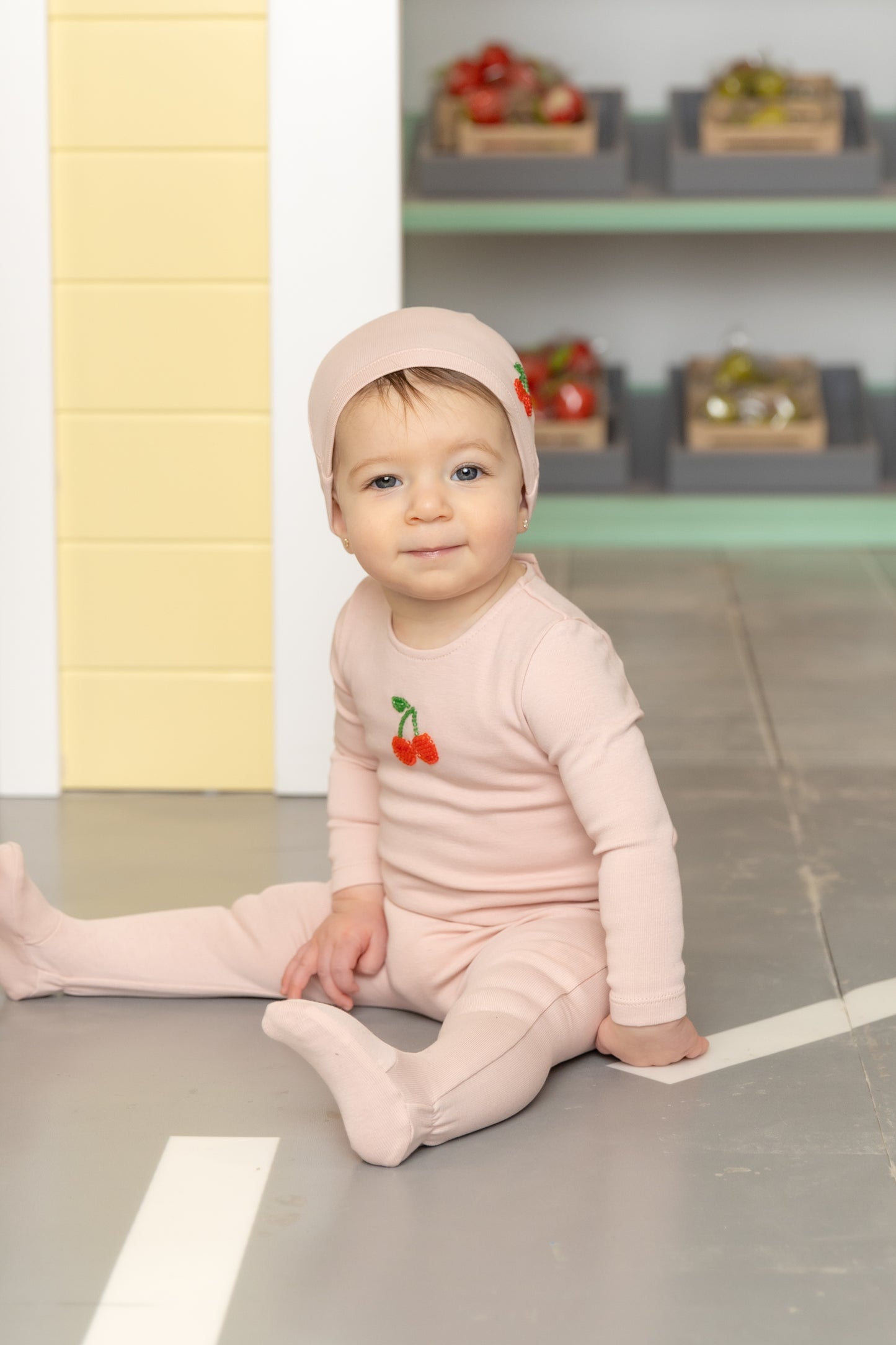 Bead Applique Footie Cherry