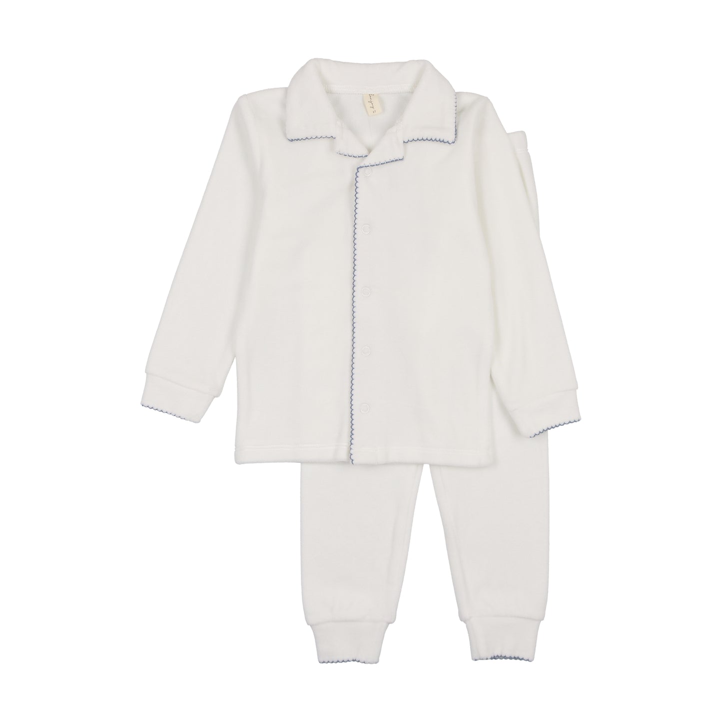Velour Scalloped Collar Grandpa PJs- blue