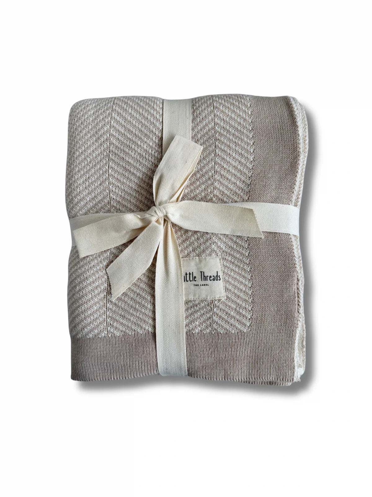 Oat Cream Herringbone Knit Blanket