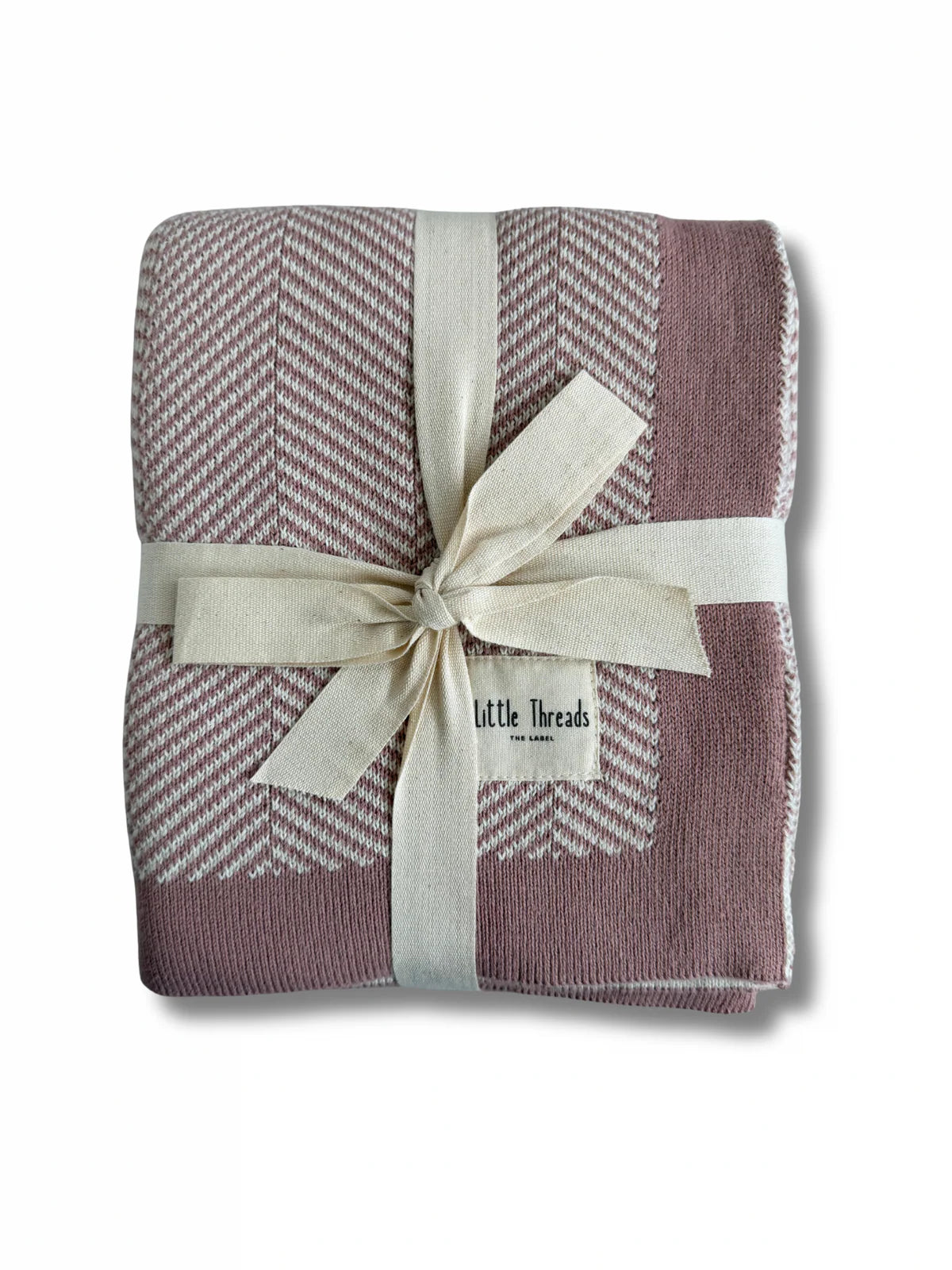 Rose Herringbone Knit Blanket