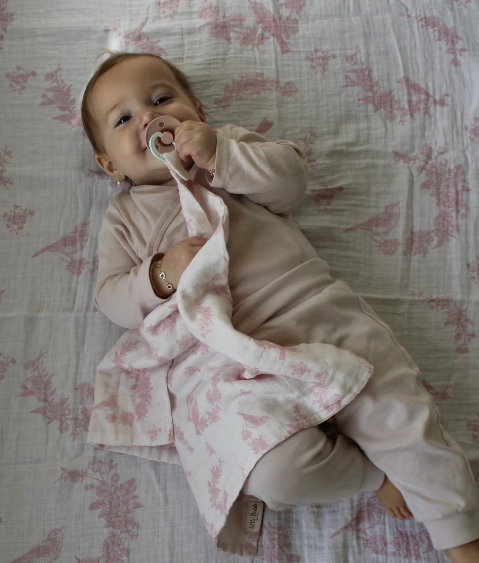 Little Pink Bird Muslin Blanket