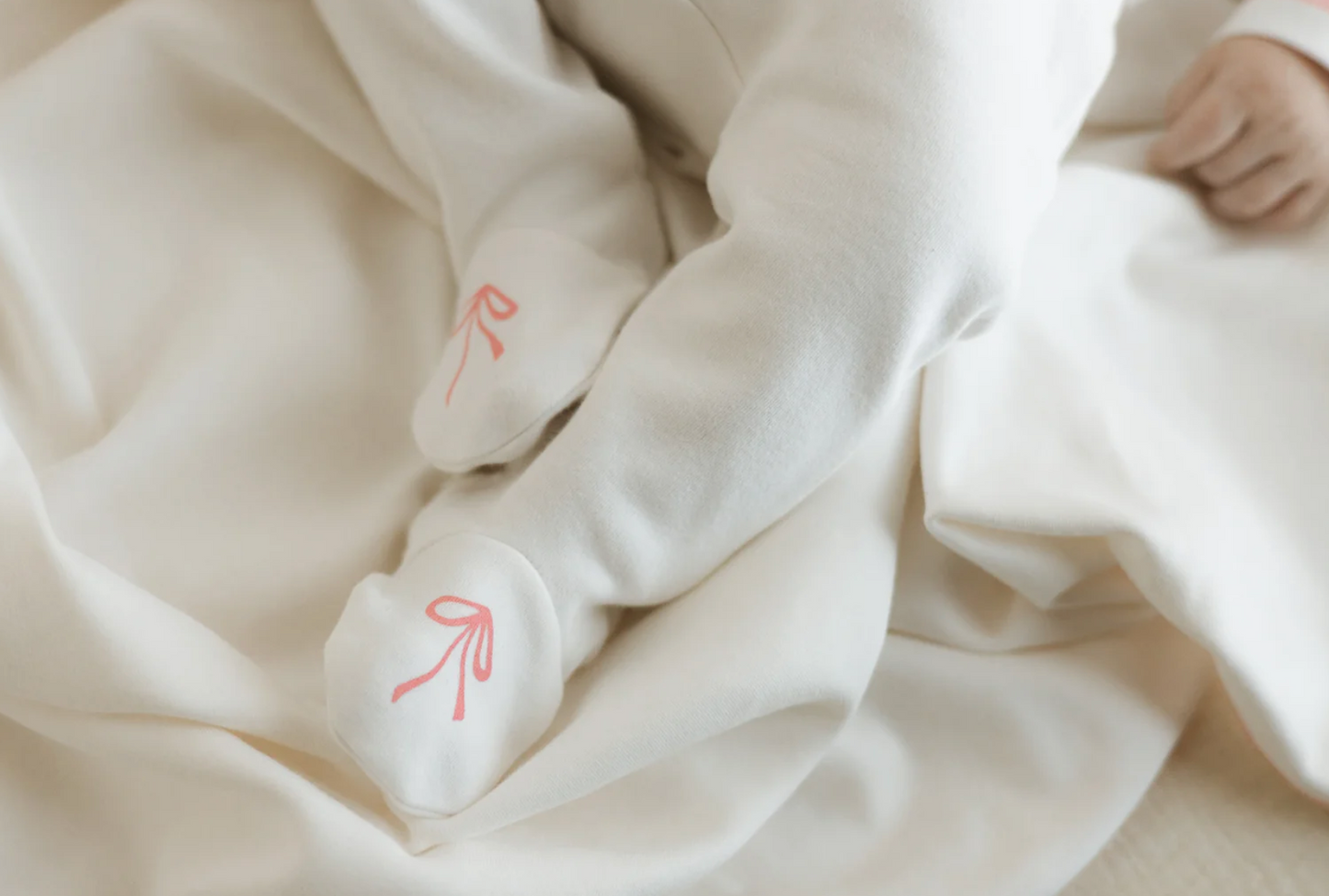 Soft Mauve Bow Petal and Leaf Layette Set