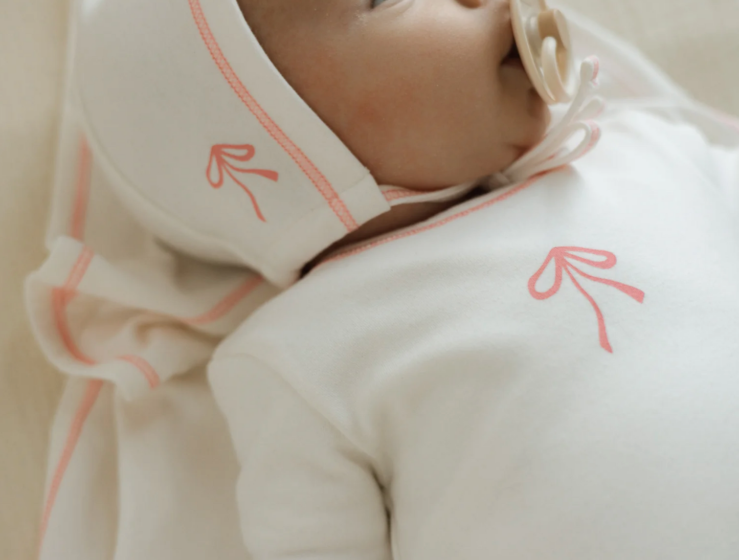 Soft Mauve Bow Petal and Leaf Layette Set