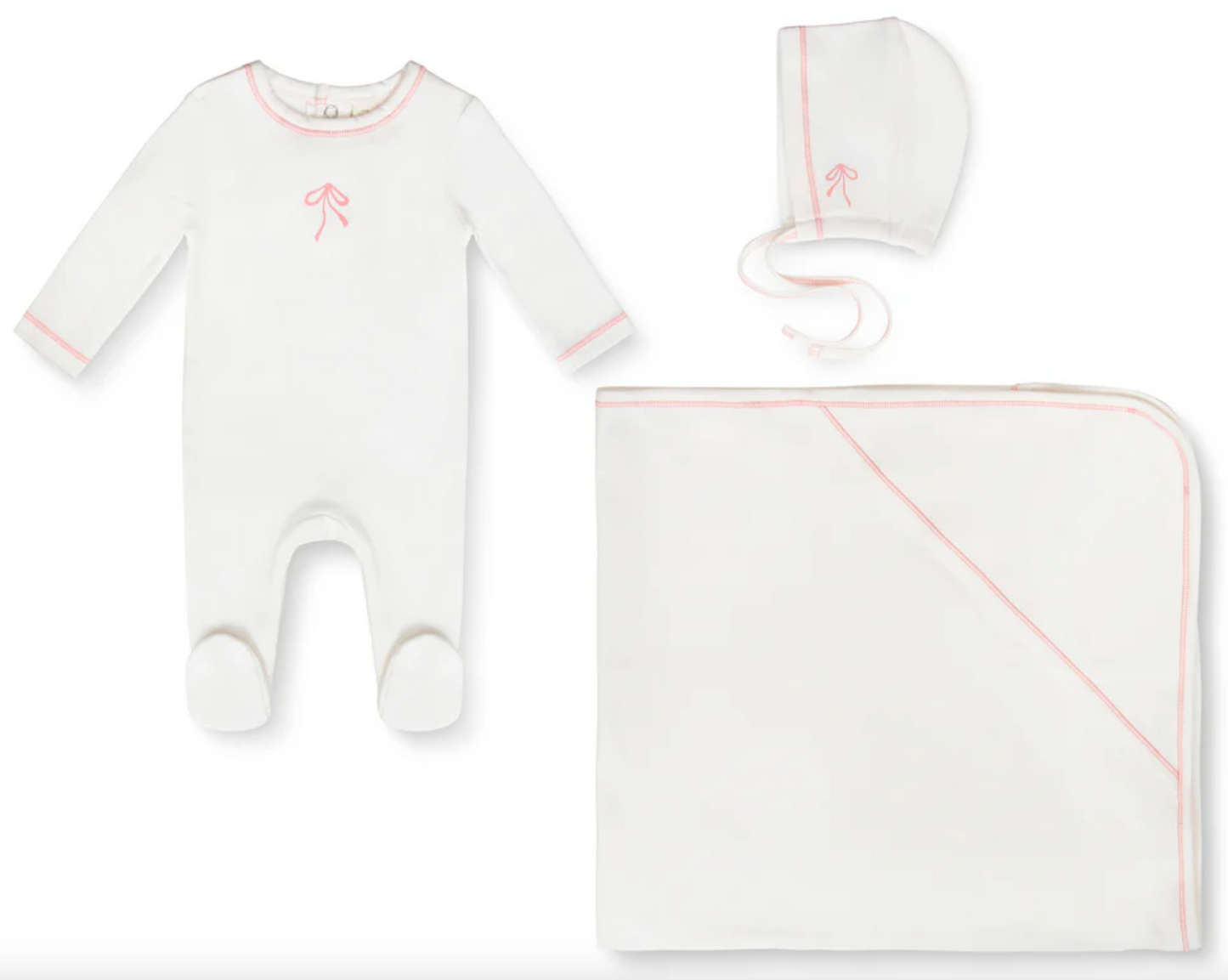 Soft Mauve Bow Petal and Leaf Layette Set