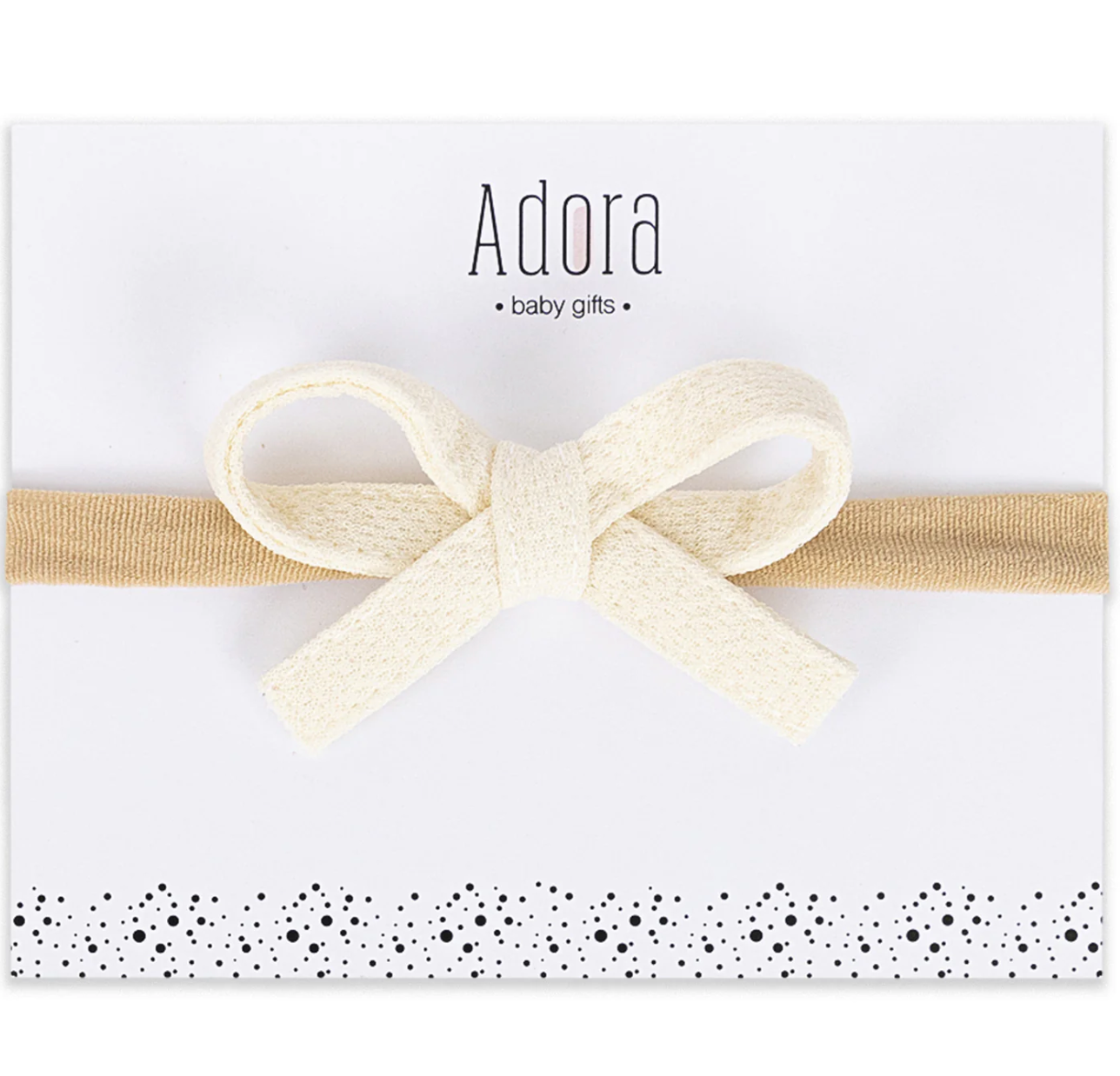 Mini Waffle Bow Headband - Ivory