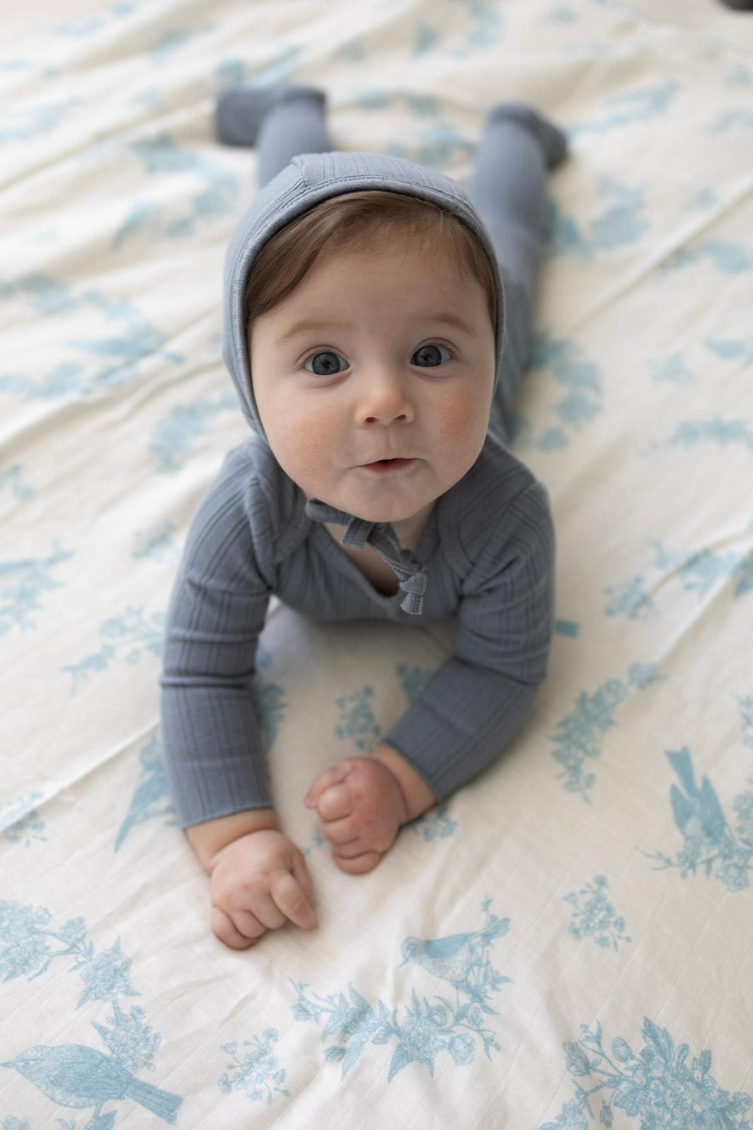 Little Blue Bird Muslin Blanket