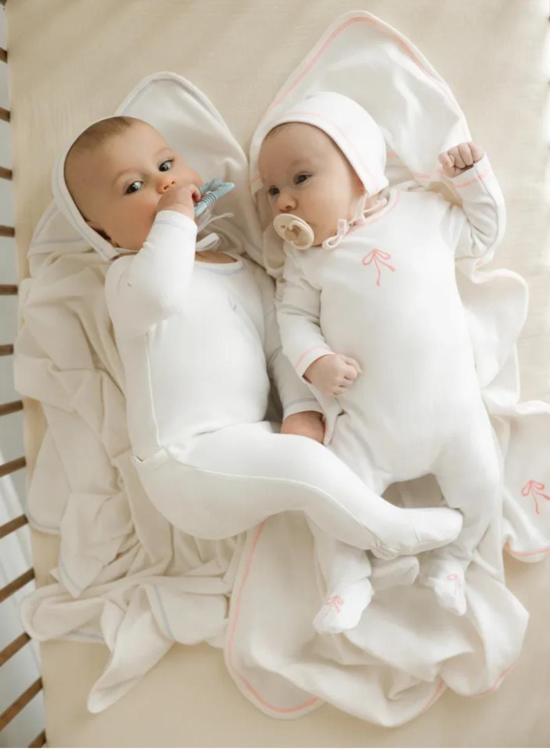Soft Mauve Bow Petal and Leaf Layette Set