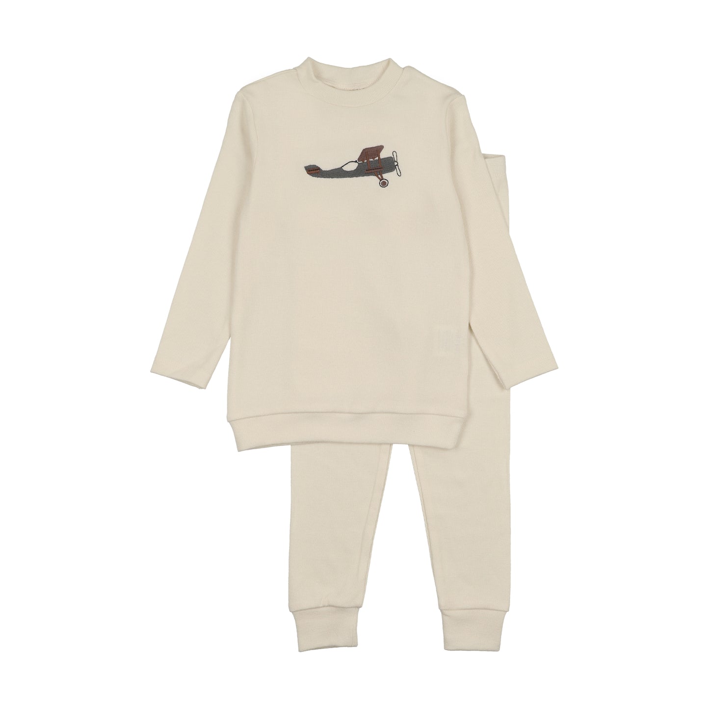 Embroidered Graphic Sweater Set Airplaine