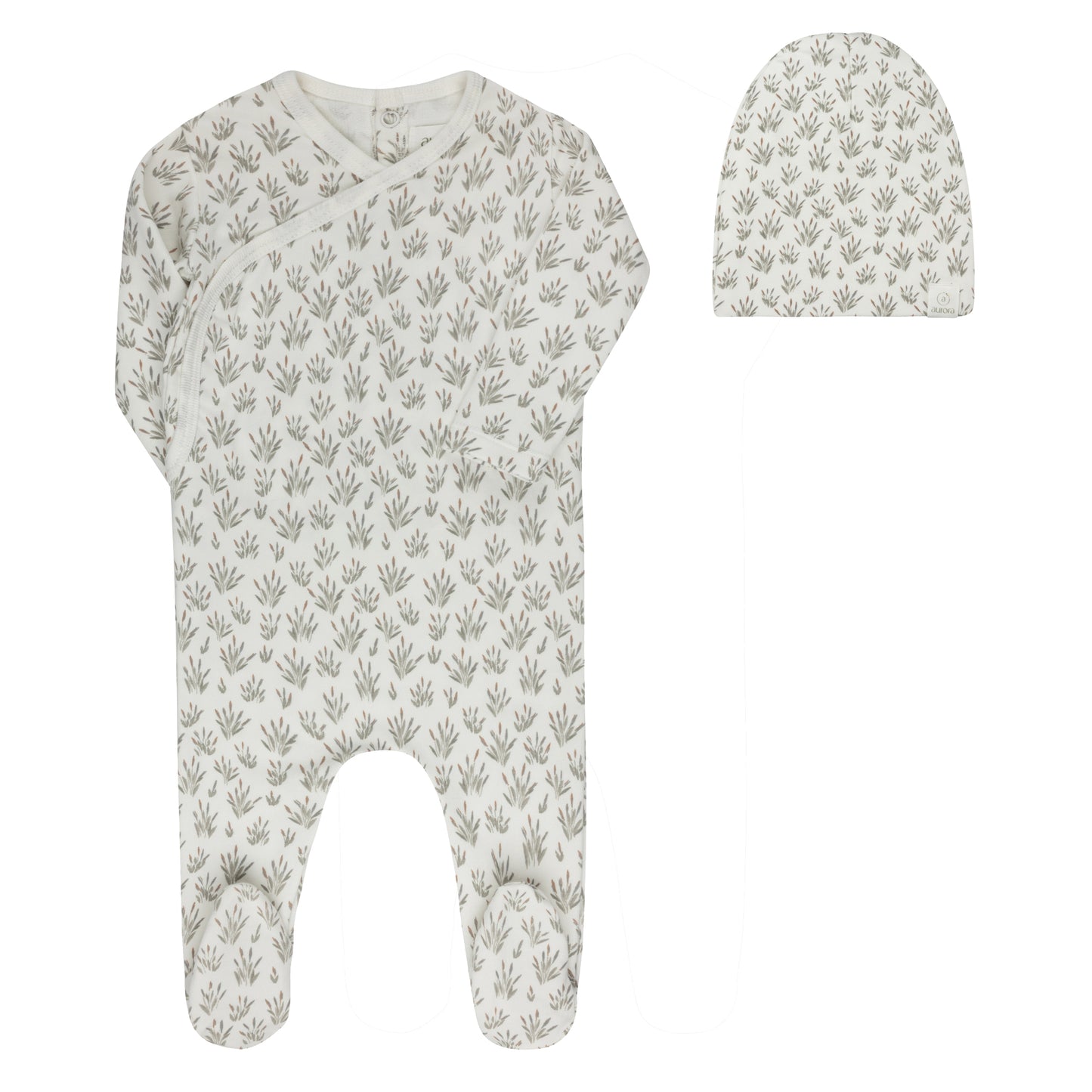 French Terry Blossom Footie - Blue