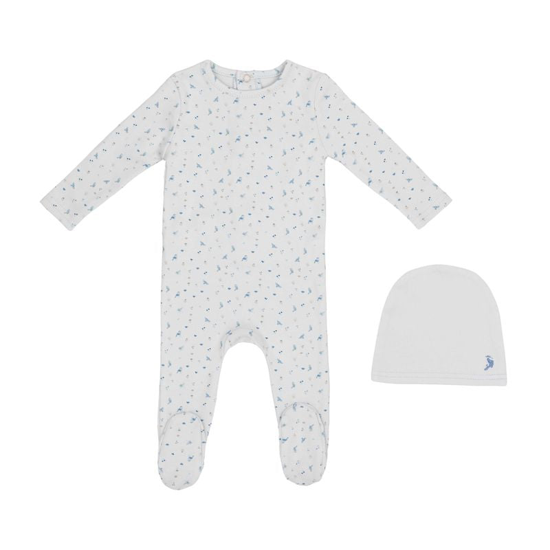 Blue Bird Print Footie