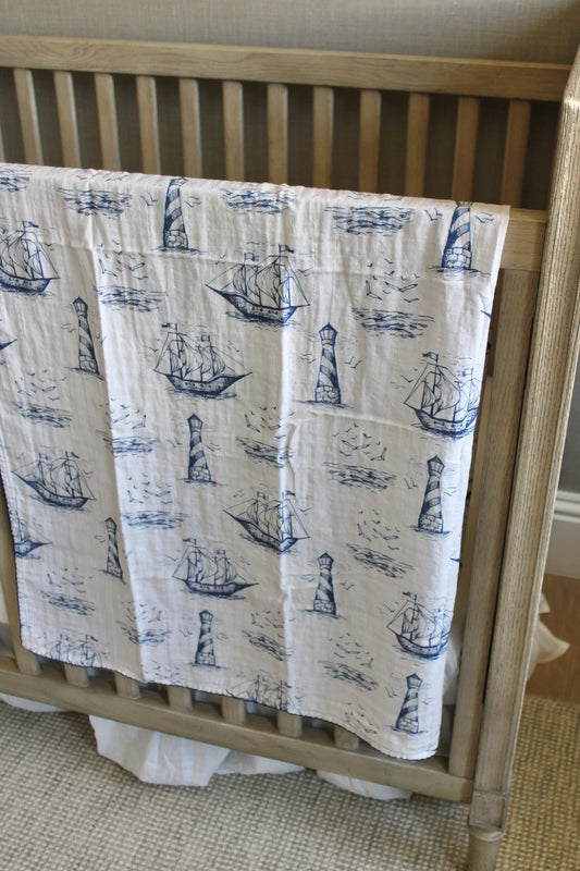 Nautical Sailor Dream Muslin Swaddle