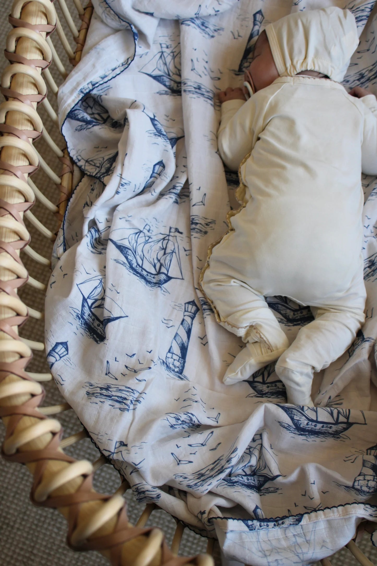 Nautical Sailor Dream Muslin Swaddle