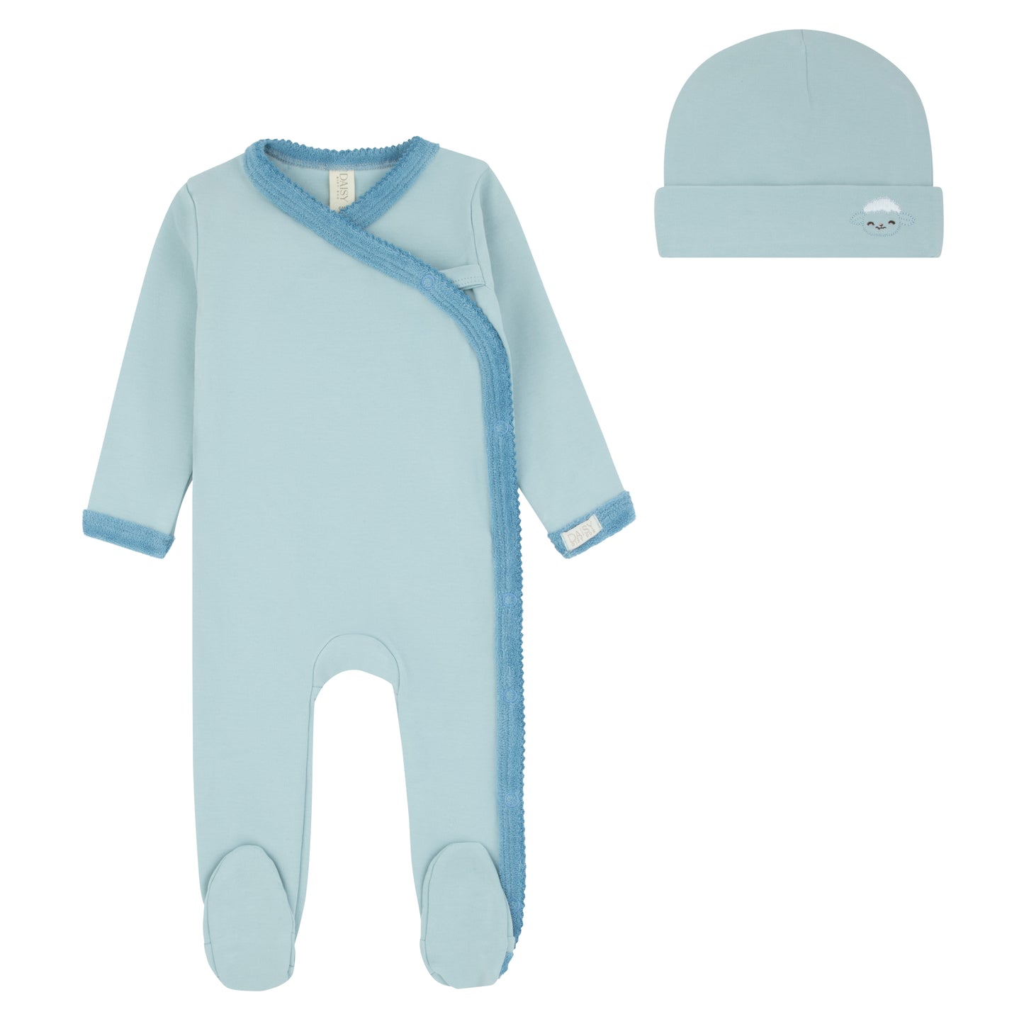 Kimono Footie Embroidery Blue