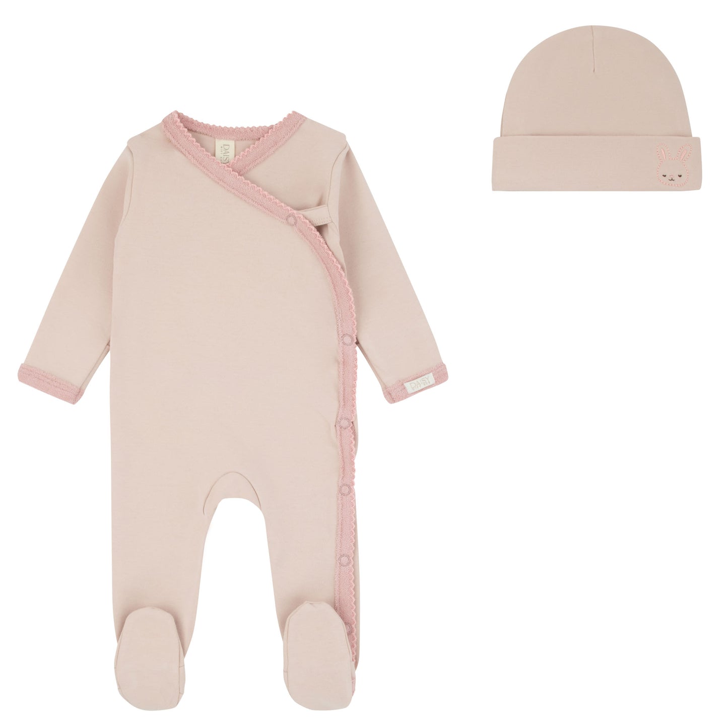 Kimono Footie Embroidery Pink