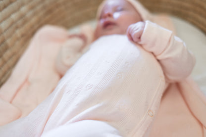 Pointelle Cotton Footie Pink