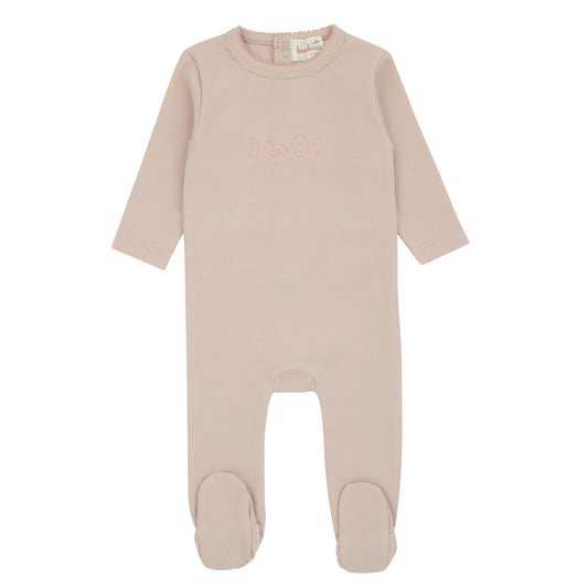 Pink Bunny Embroidery Footie