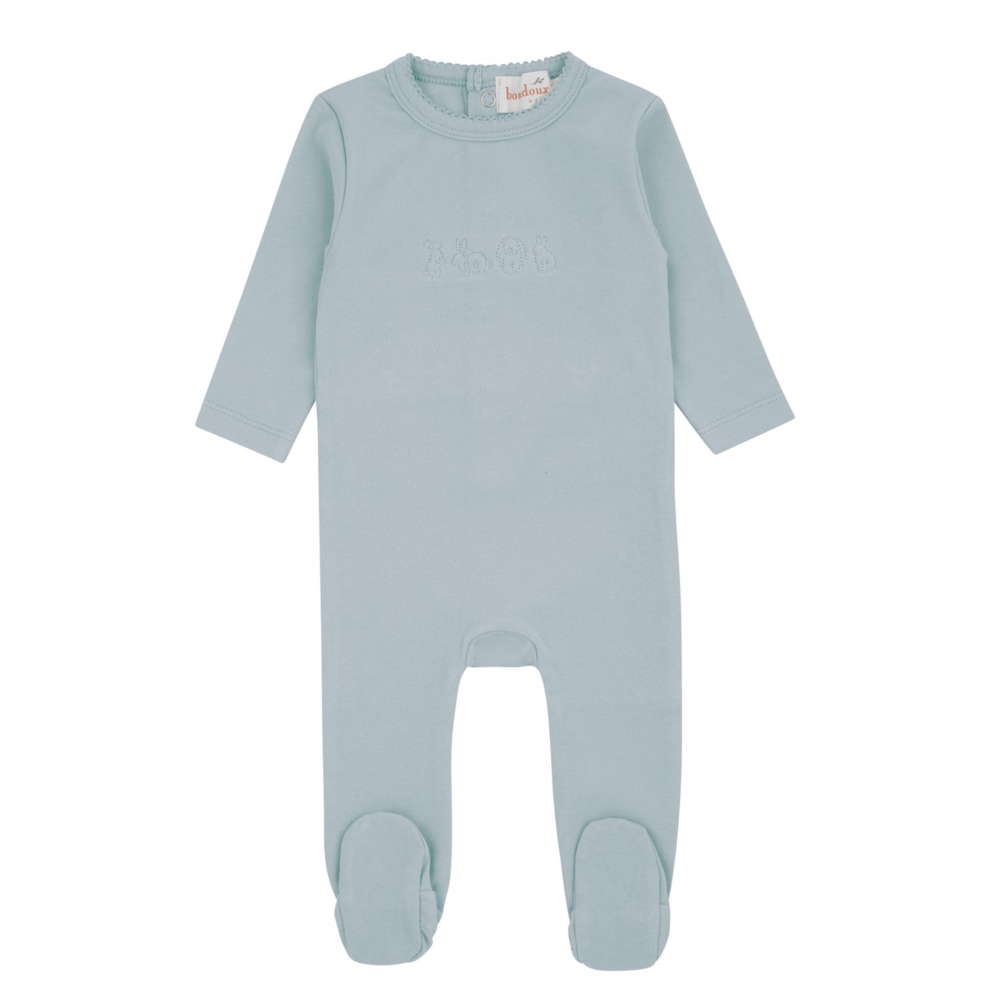 Blue Bunny Embroidery Footie