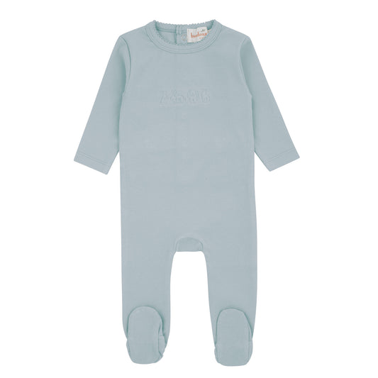 Blue Bunny Embroidery Footie