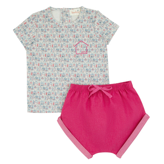 Hot Pink House Print Short Set