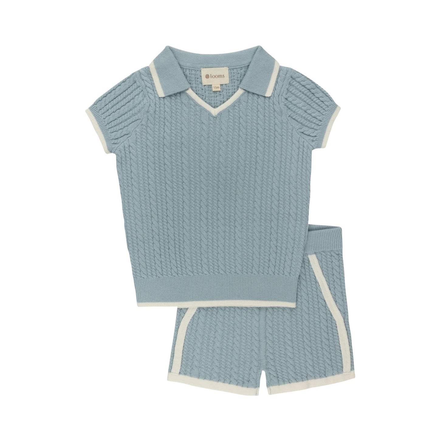 Embroidered Trim Knit Set shirt