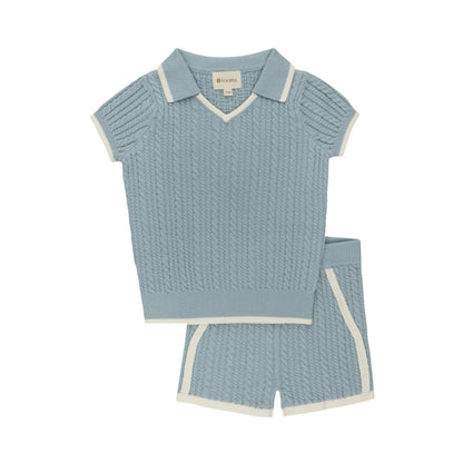 Embroidered Trim Knit Set shirt