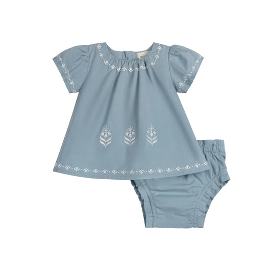 Embroidered Trim Blue Set shirt