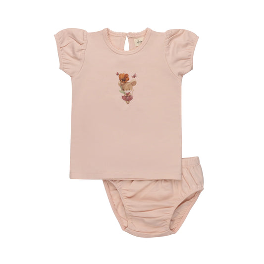 French Terry Mouse Pink Tshirt and Bloomers