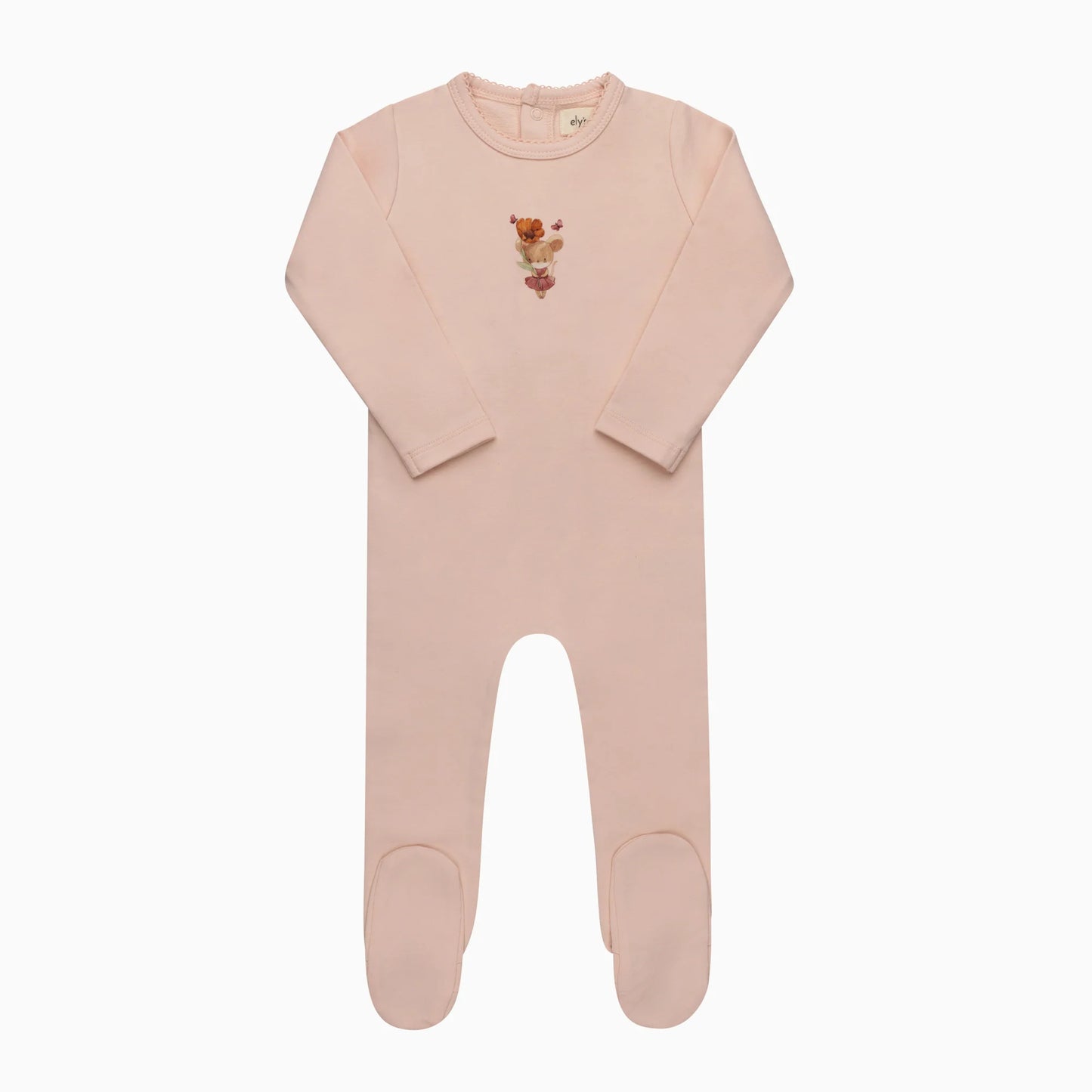 French Terry Mouse Pink Footie
