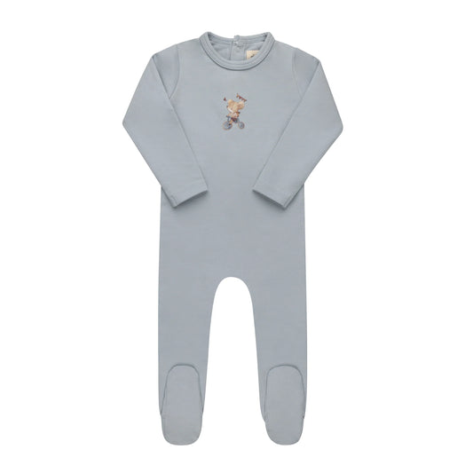 French Terry Mouse Blue Footie