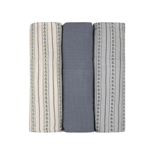 Linear Tulip Blue Swaddle