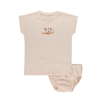 Floral Stripe T Shirt + Bloomers