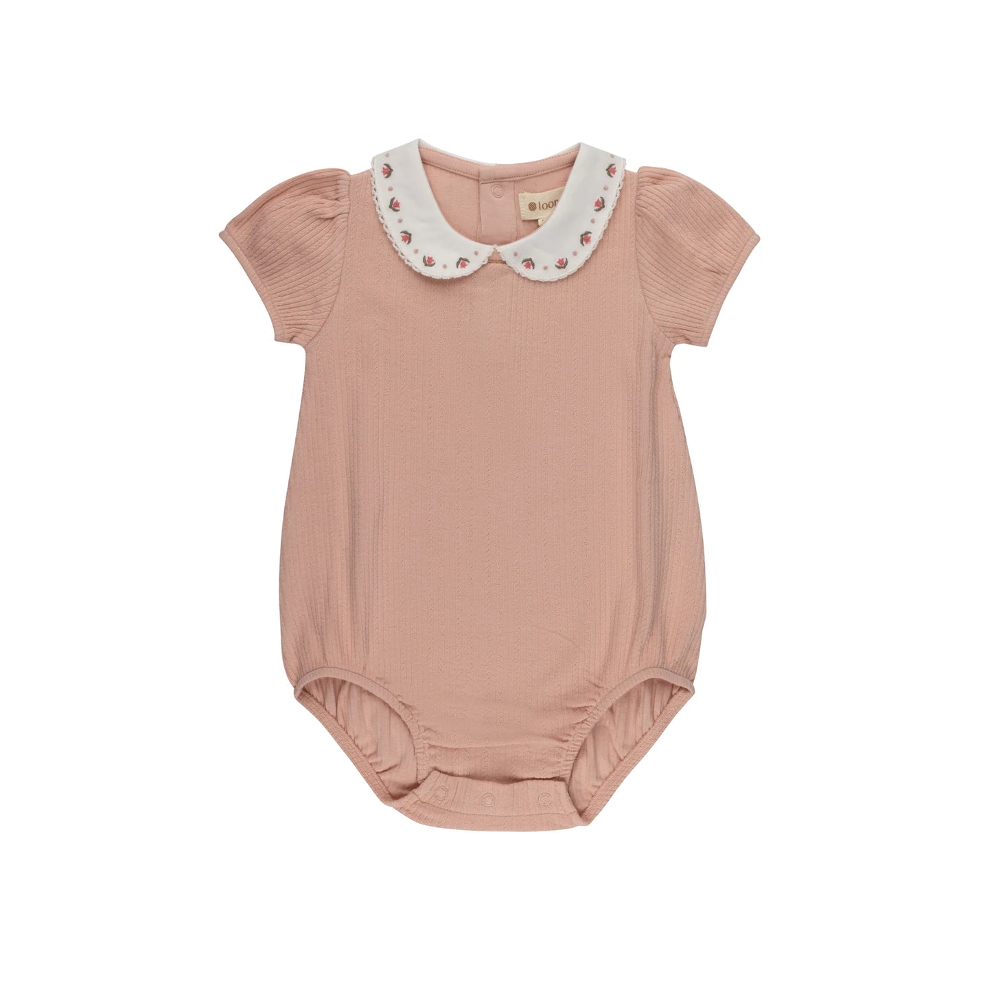Embroidered Trim Romper Pink