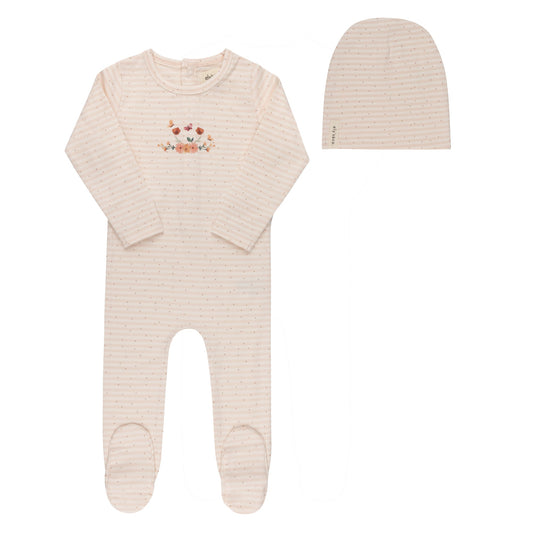 Floral Stripe Footie