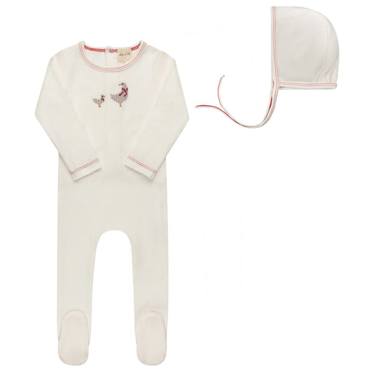 Cross Stitch Ducking Pink Footie
