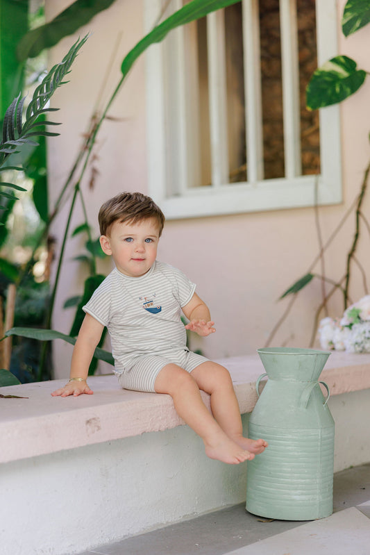 Nautical Stripe T Shirt + Shorts