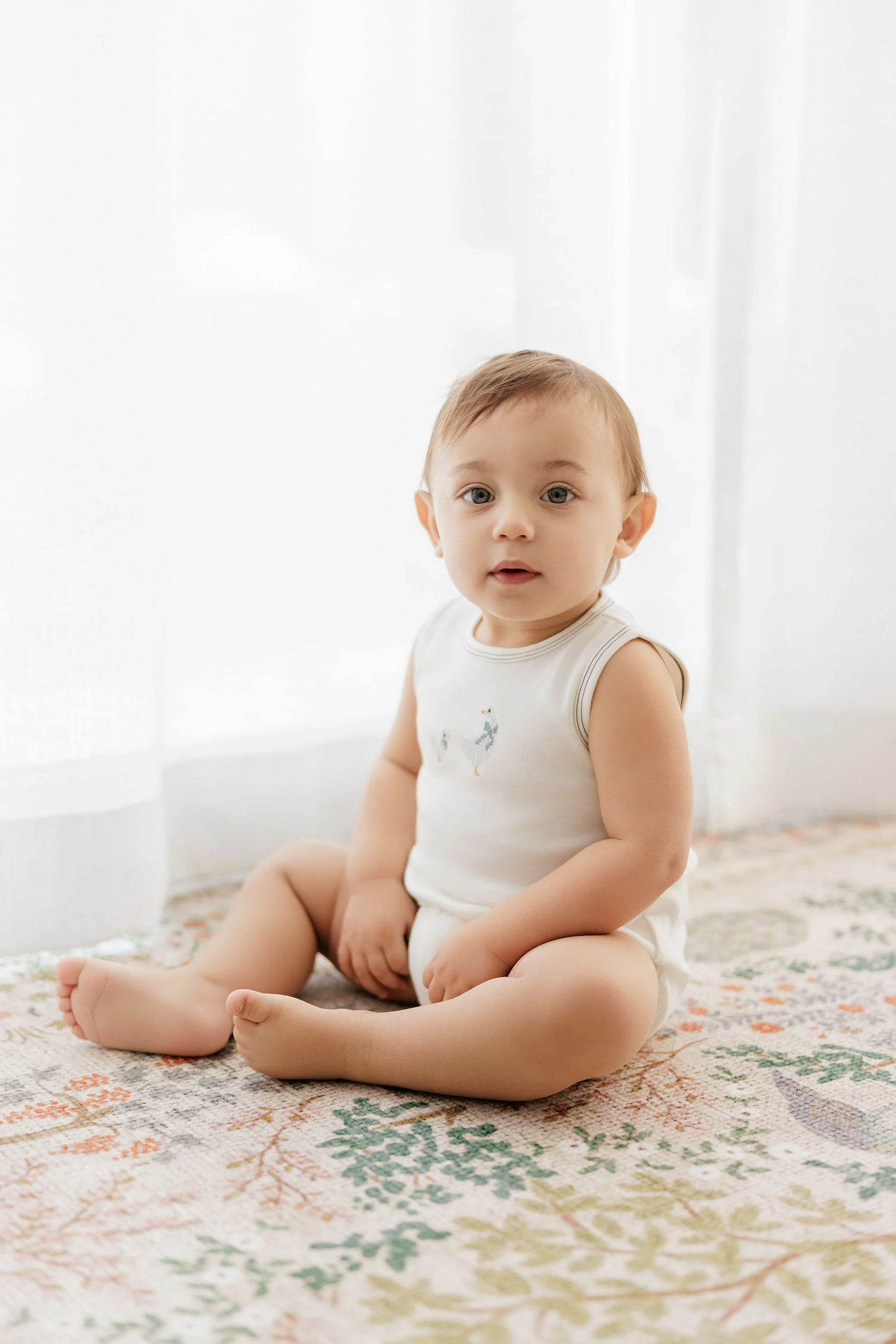 Cross Stitch Ducking Blue Romper