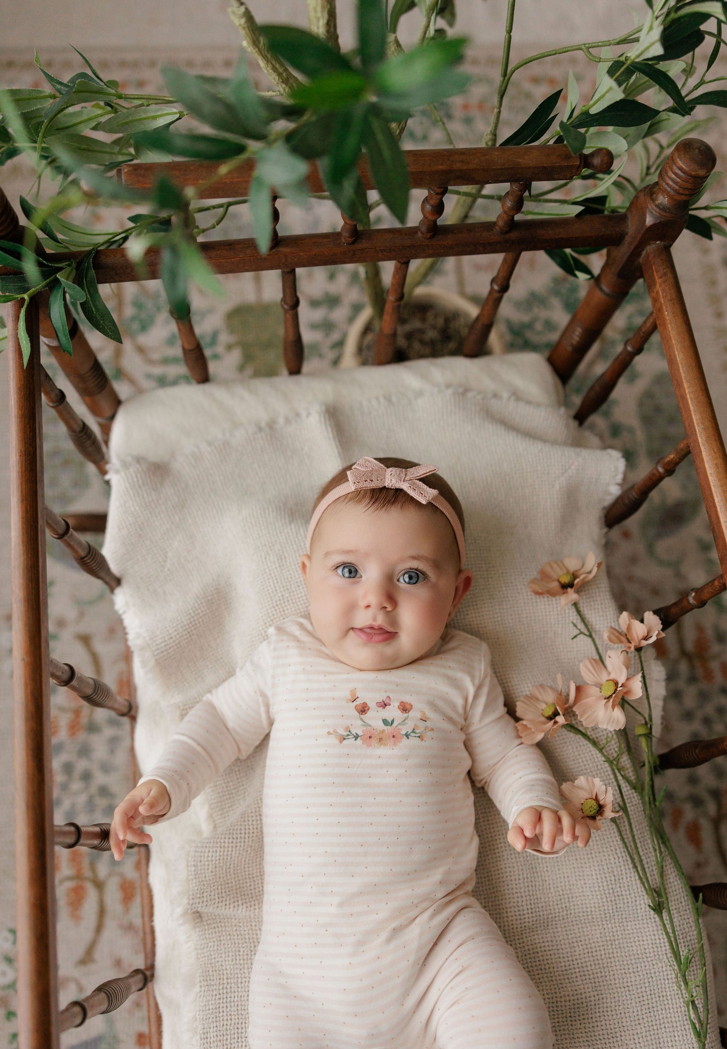 Floral Stripe Footie