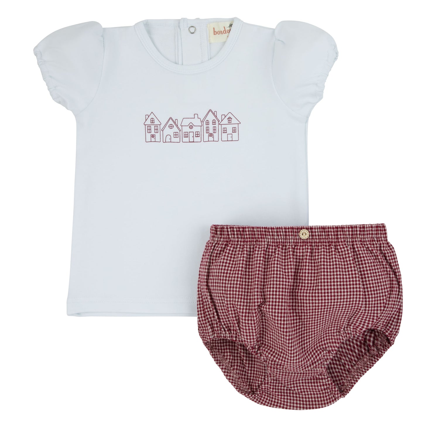 Red Green Gingham Shorts Set