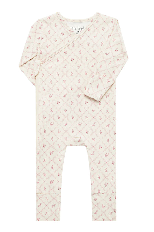 Mauve Lattice Bamboo Footie