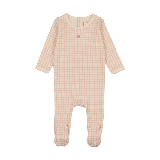 Pink Heart Checkered Footie