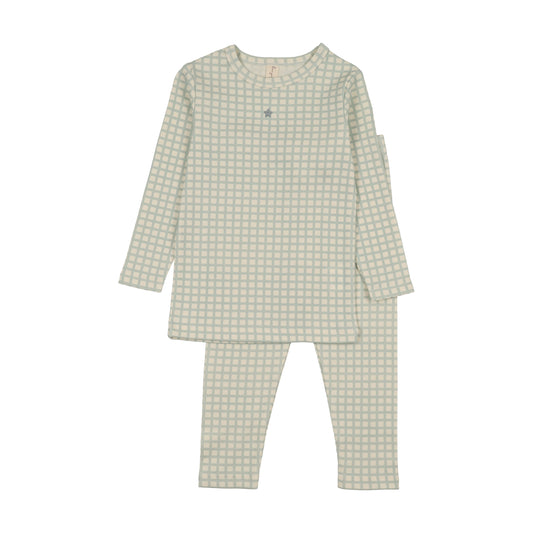 Blue Star Checkered Long Sleeve Pajamas