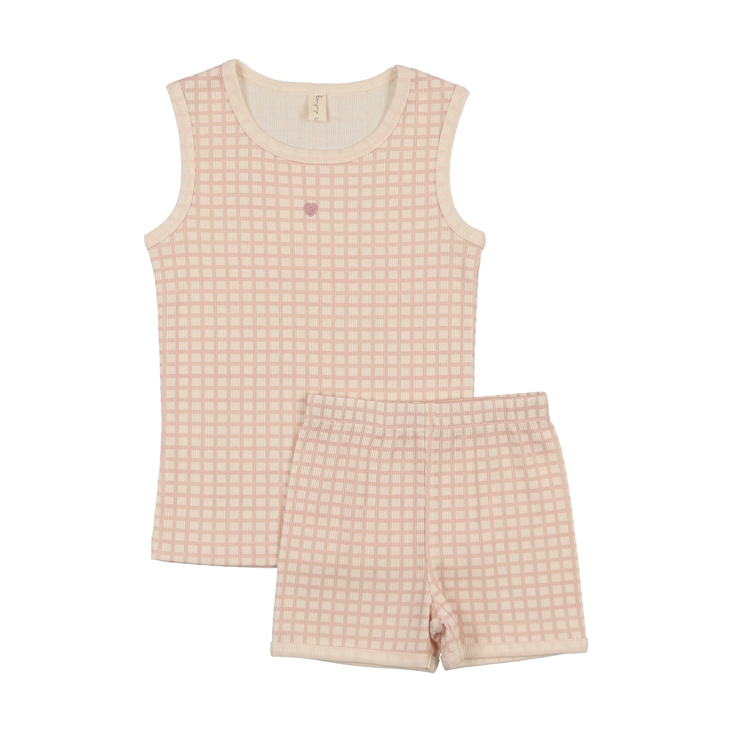 Pink Heart Checkered Dreams Tank & Shorts