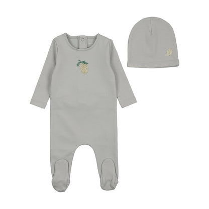 Bead Applique Footie Lemon