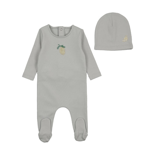 Bead Applique Footie Lemon