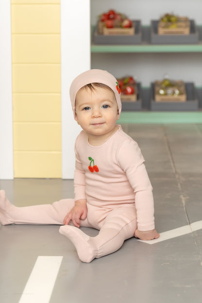 Bead Applique Footie Cherry